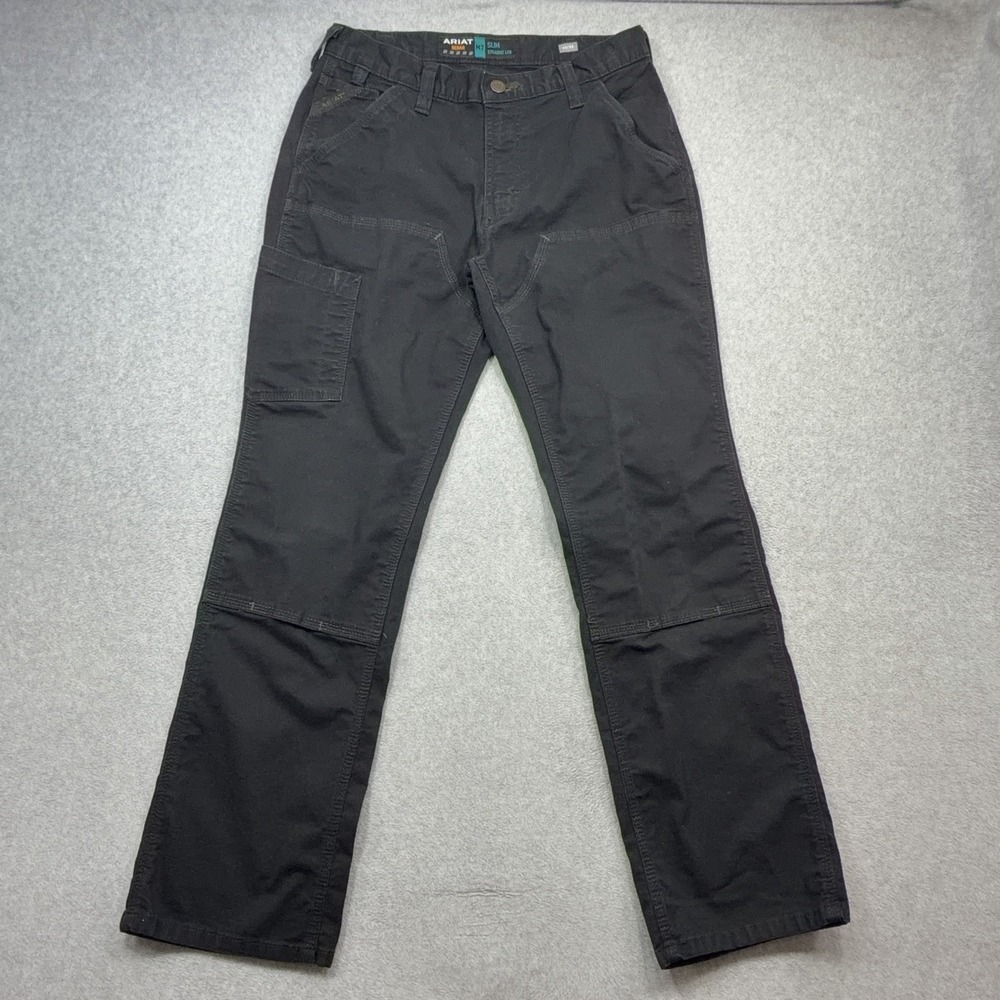 Ariat Rebar M7 Pants Mens 32x32 Black Slim Straight Double Front Carpenter Work